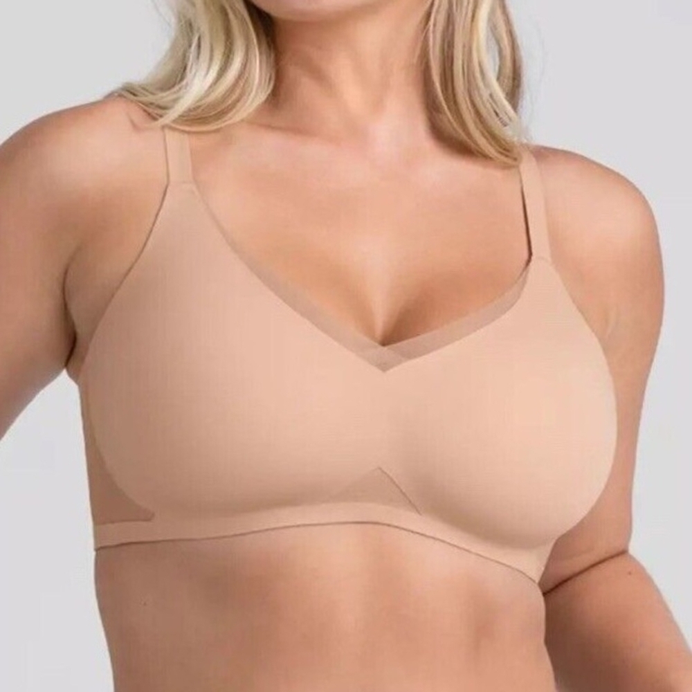 Honeylove Beige Wireless Seamless V‑Neck Bra